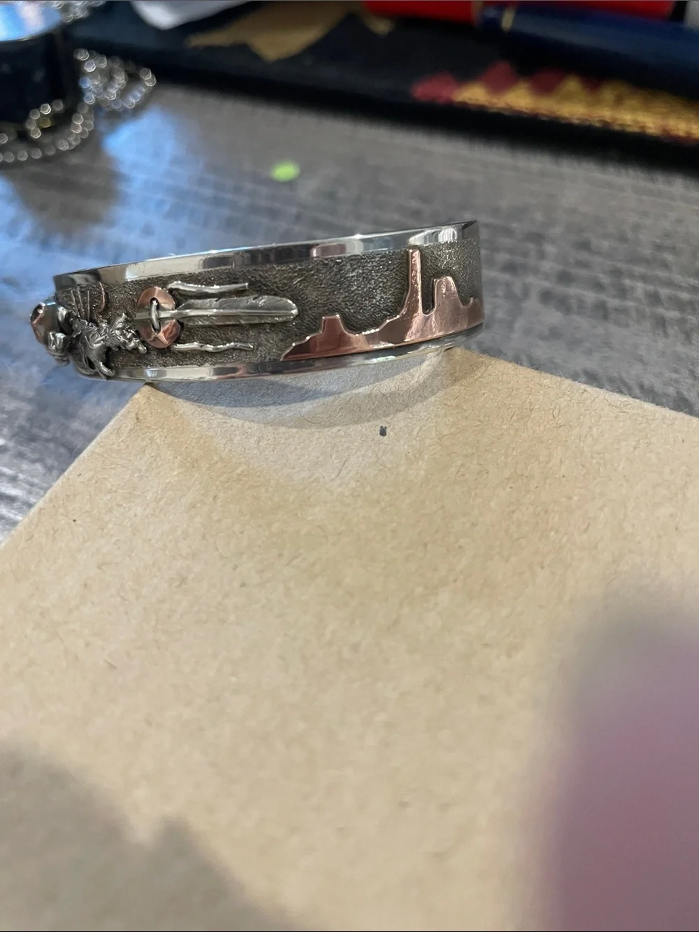 Sterling and copper Native American west style cuff
